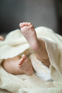 Close-up of sleeping baby feet 