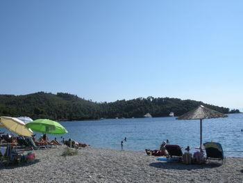 Scenic view of sea against clear sky