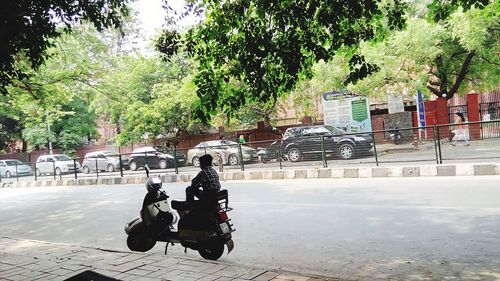 Man walking on road