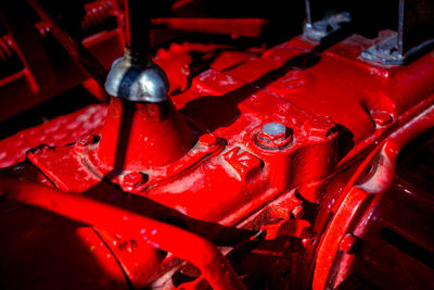 Close-up of red tractor