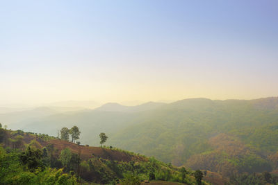 Scenic view of mountains against clear sky