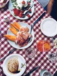 Close-up of breakfast served on table