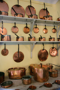 View of wine glasses in row