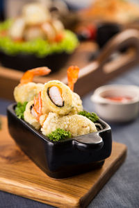 Close-up of shrimp on table