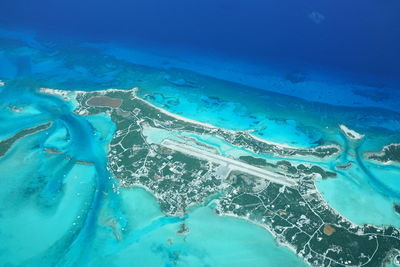 High angle view of sea against sky