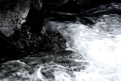 View of water flowing through rocks