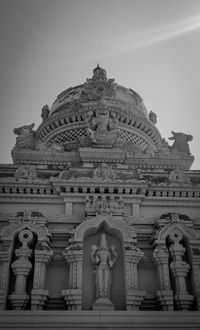 Low angle view of statue in temple against building