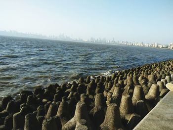 Scenic view of sea against clear sky