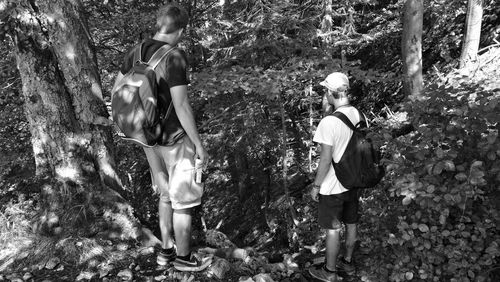 People standing in forest