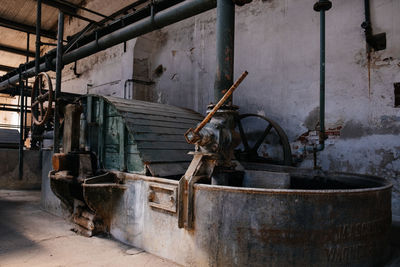 Abandoned machinery in factory