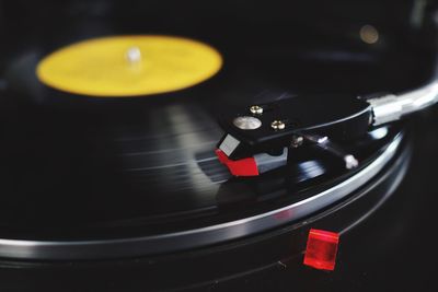 Close-up of turntable