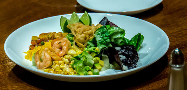 High angle view of meal served in plate