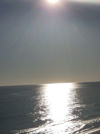 Scenic view of sea against clear sky at sunset