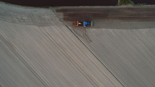 High angle view of vehicles on road