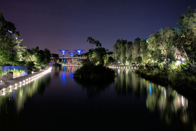 Scenic view of lake against sky at night