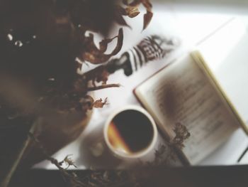 High angle view of coffee cup