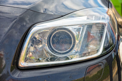 High angle view of car headlight