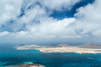 View of the la graciosa, seen from the mirador del rio, lanzarote, canary islands, spain