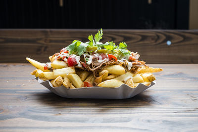 Close-up of food on table