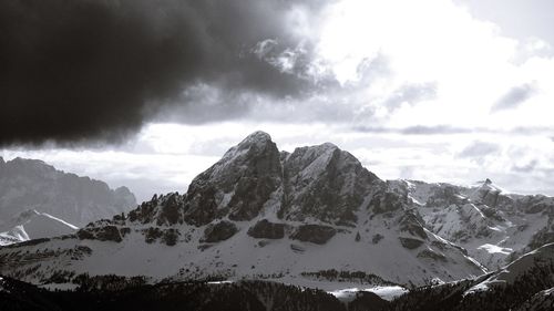 Scenic view of snowcapped mountains against sky dolomiti italy 