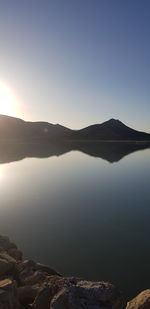 Scenic view of lake against clear sky