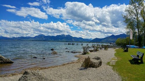 Scenic view of lake against sky