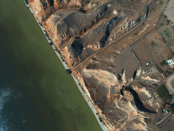 High angle view of rock in river