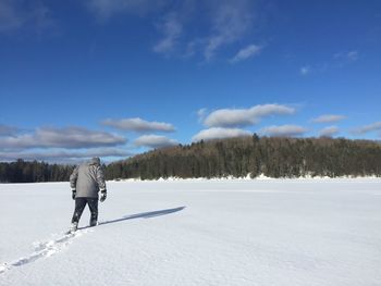 Hiking on a frozen lake