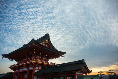 Low angle view of temple building against sky