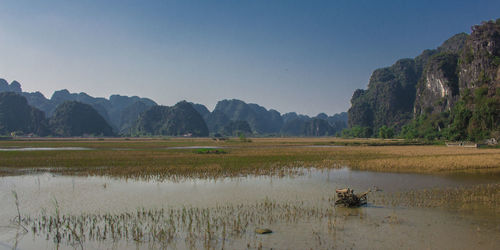 Scenic view of lake against sky