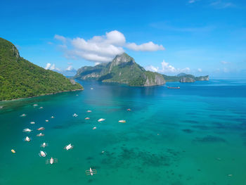 Scenic view of sea against blue sky