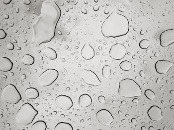 Full frame shot of raindrops on window