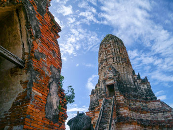 Low angle view of old building against sky