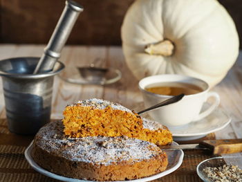 Close-up of cake on table