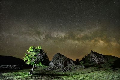 Scenic view of landscape at night