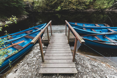 Boat moored in water