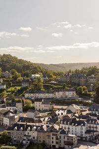 High angle view of townscape against sky