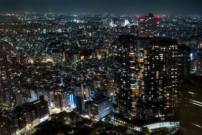 High angle view of tokyo city lit up at night