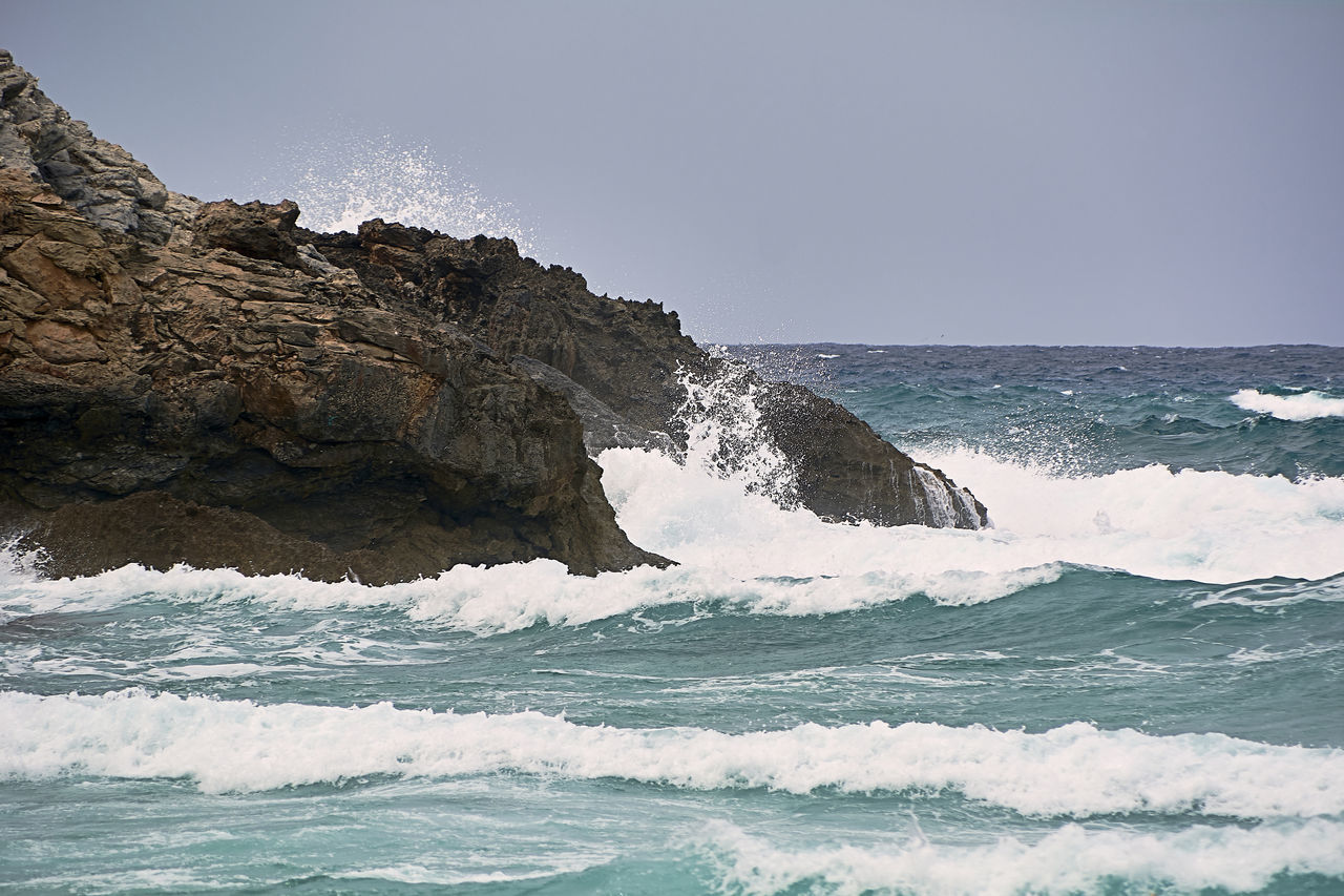 PANORAMIC VIEW OF SEA AGAINST CLEAR SKY