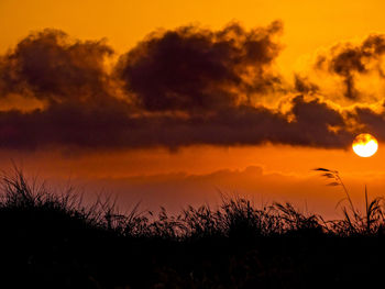 Scenic view of dramatic sky during sunset