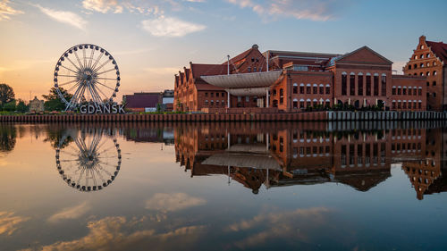 Reflection of buildings in city