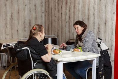 Women having lunch at cafe