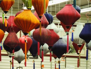 Low angle view of lanterns hanging