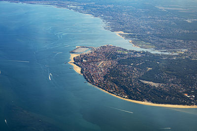 High angle view of surf on shore