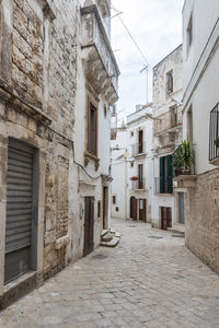 Empty alley amidst buildings in city