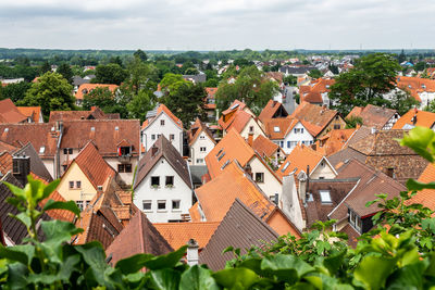 High angle view of townscape against sky