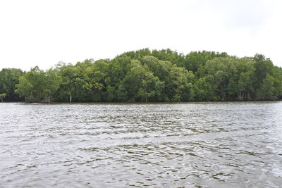 Scenic view of lake against clear sky