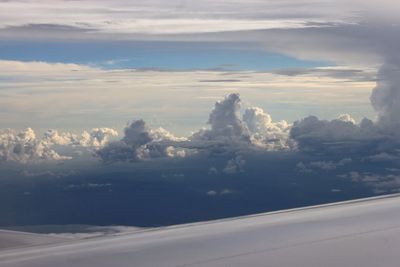 Aerial view of landscape against cloudy sky