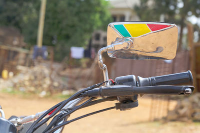 Close-up of bicycle in basket