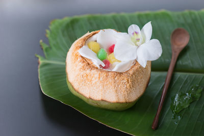 High angle view of dessert in plate